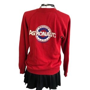 Vintage 80s Hanes Young Astronauts Sweatshirt Unisex Small Red Crewneck USA Rare